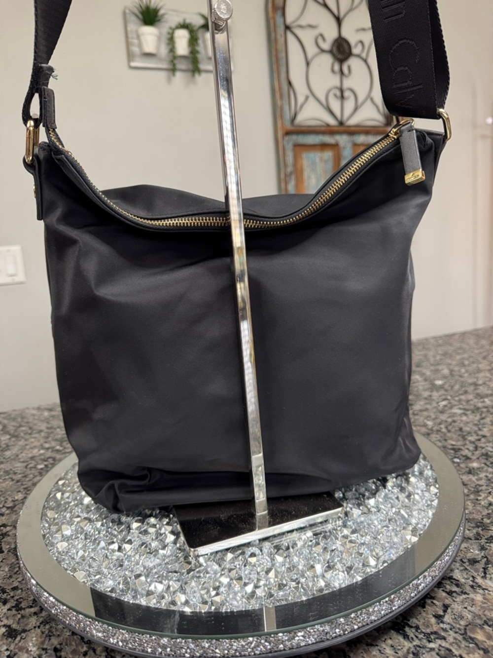 Calvin Klein Black Nylon Shoulder messenger Bag Guitar adjustable long strap EUC - Picture 5 of 14
